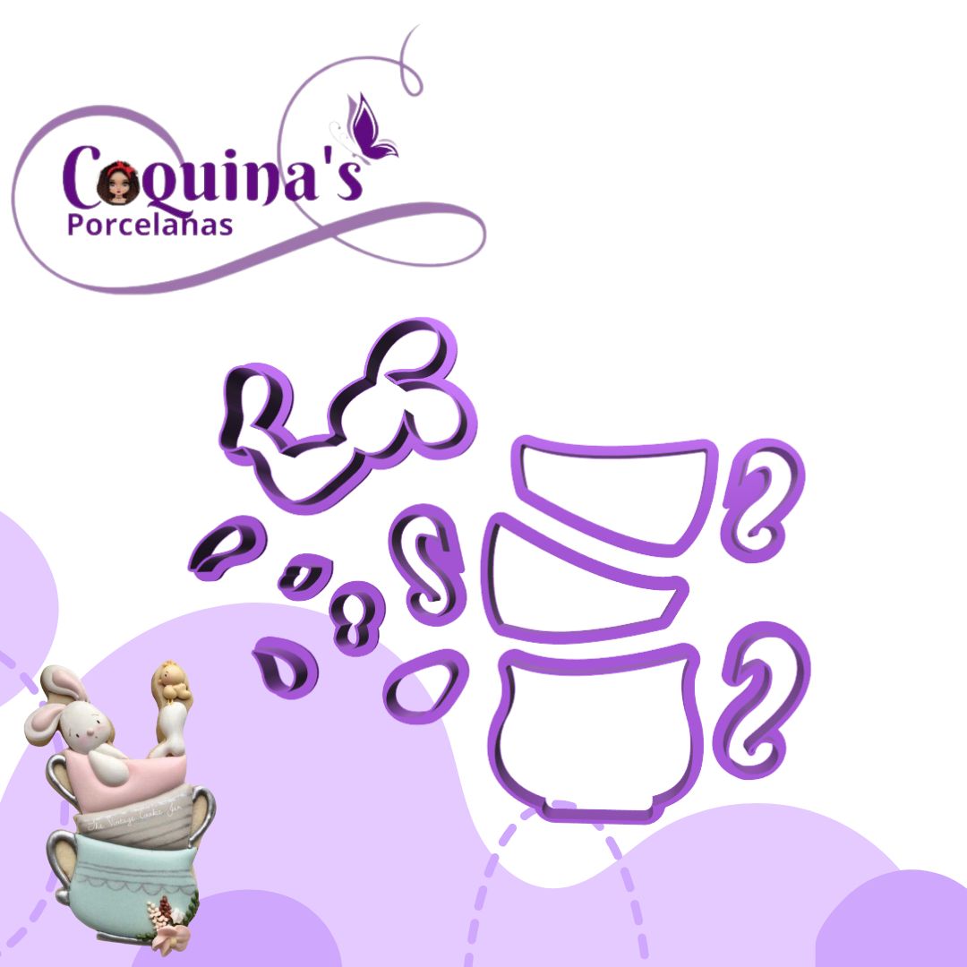 Kit Conejito Cute en Tazas (#2089)
