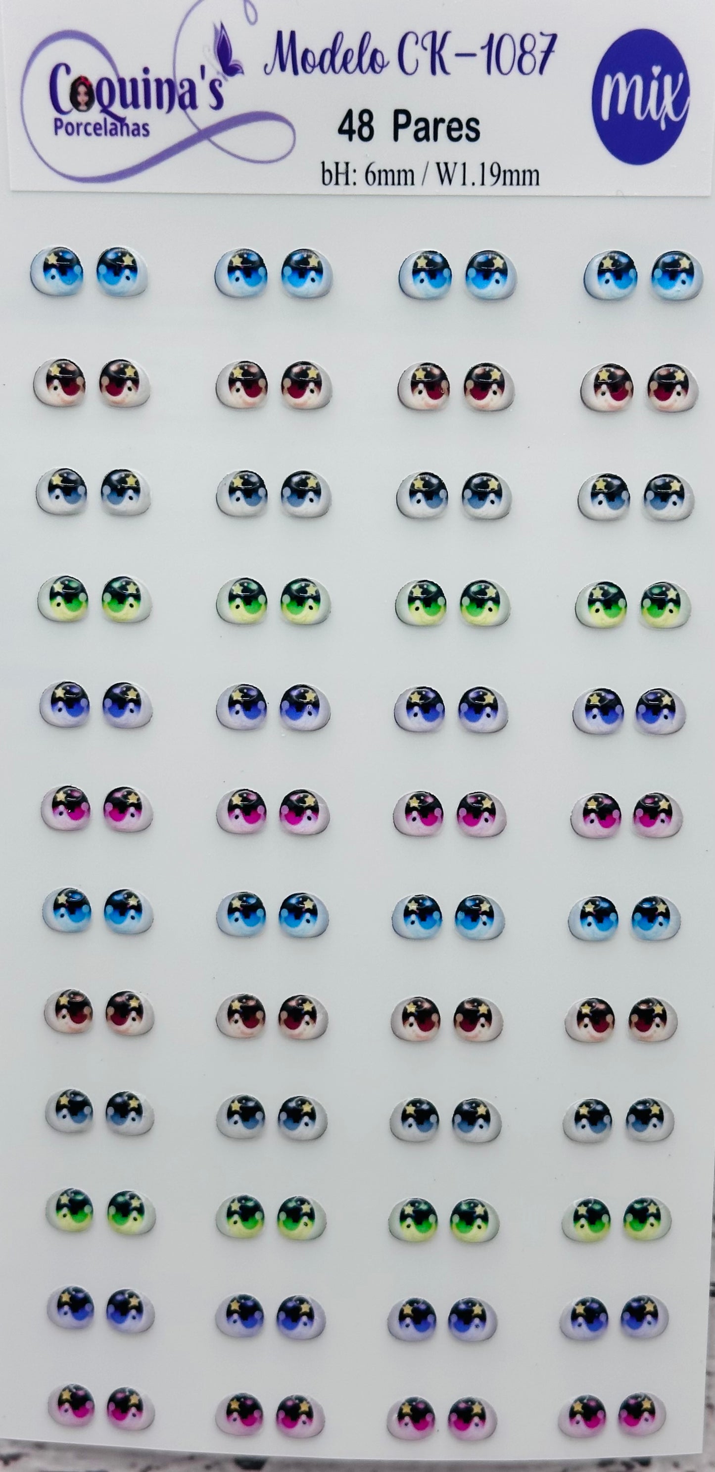 Ck-1087 48 Pares 6mm Mix