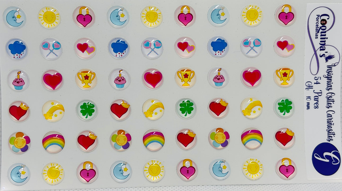 Insignias Ositos Cariñositos 54 unidades 10mm