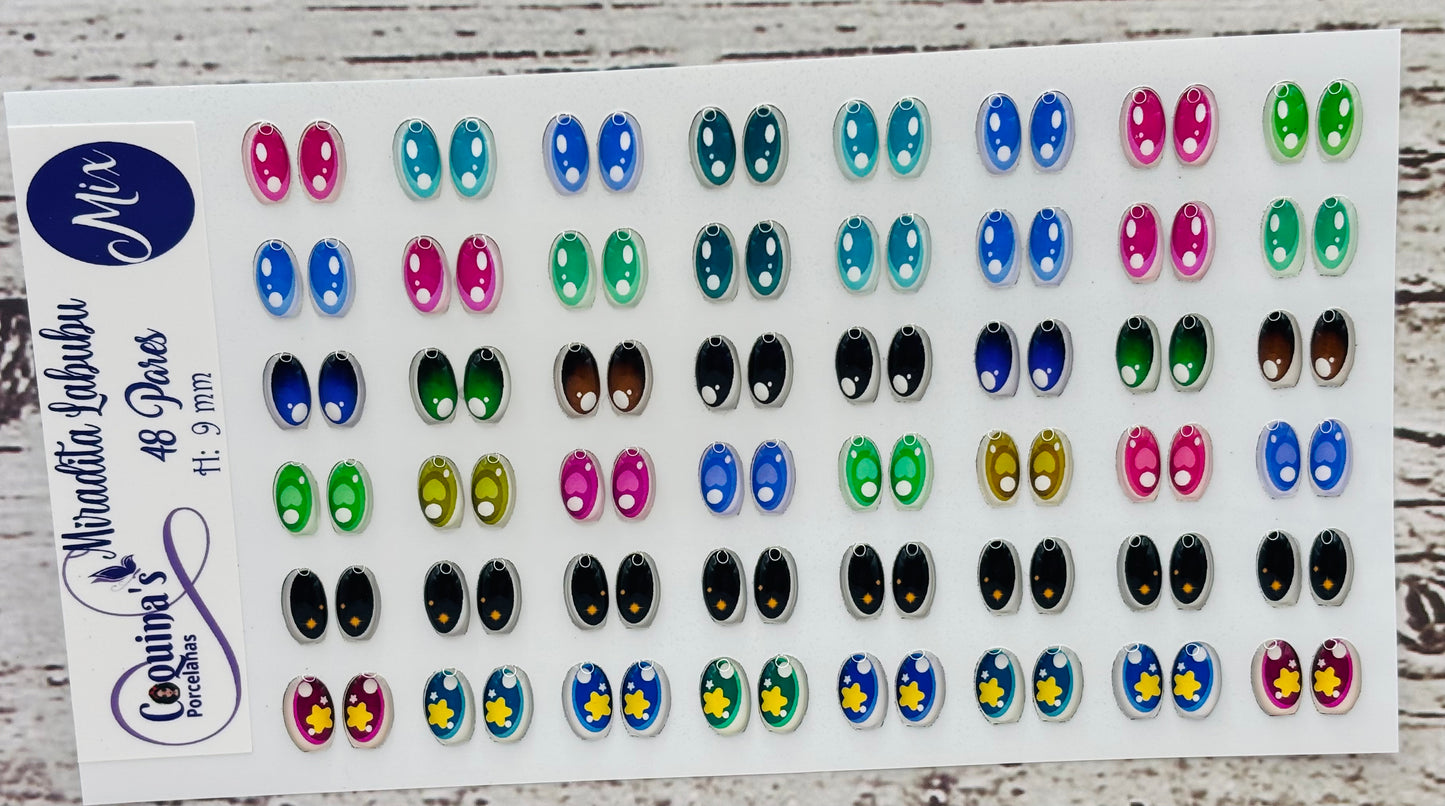 Ojitos Labubu 48 Pares/9mm