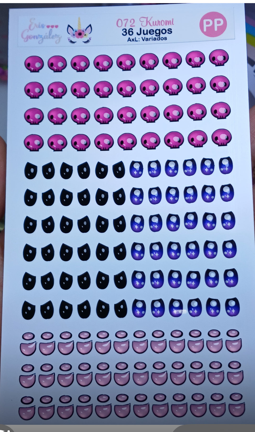 Carterita Ojitos Kuromi y Melody 36 Juegos