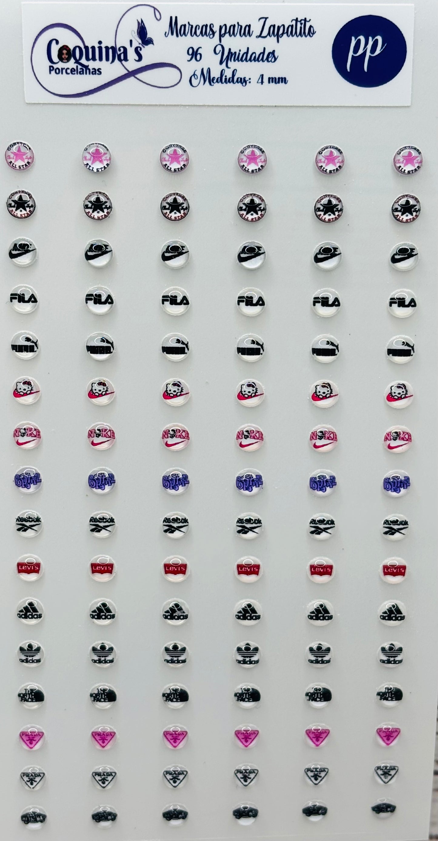 Botones Marcas para Zapatito 96 Unidades 4mm