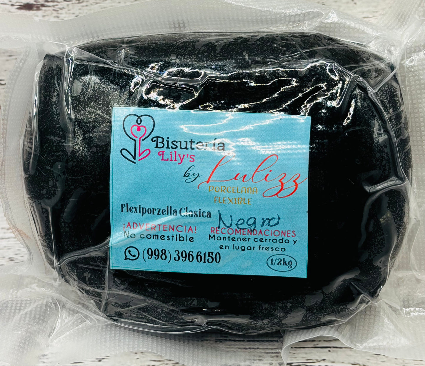 Lulizz Flexiporcelan Color Negro 500 grms (1Lb)