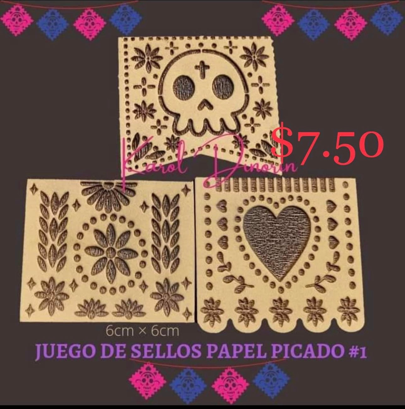 Juego de Sellos Papel Picado 3ct # 1