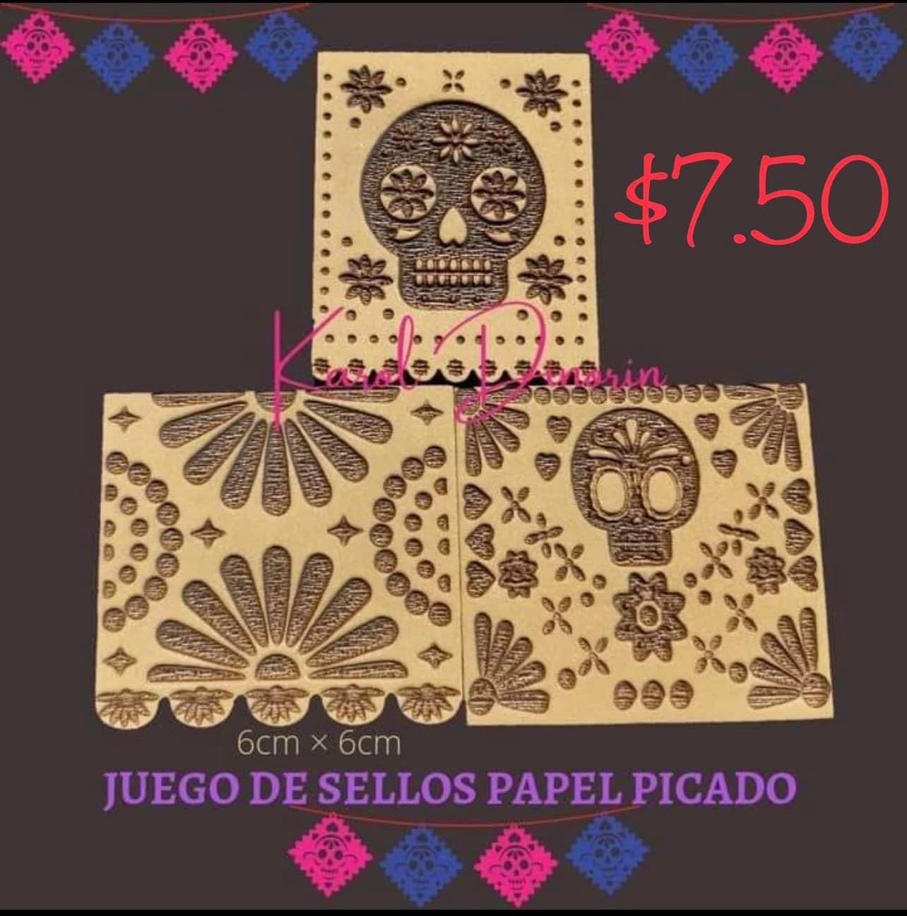 Juego de Sellos Papel Picado 3 ct # 2