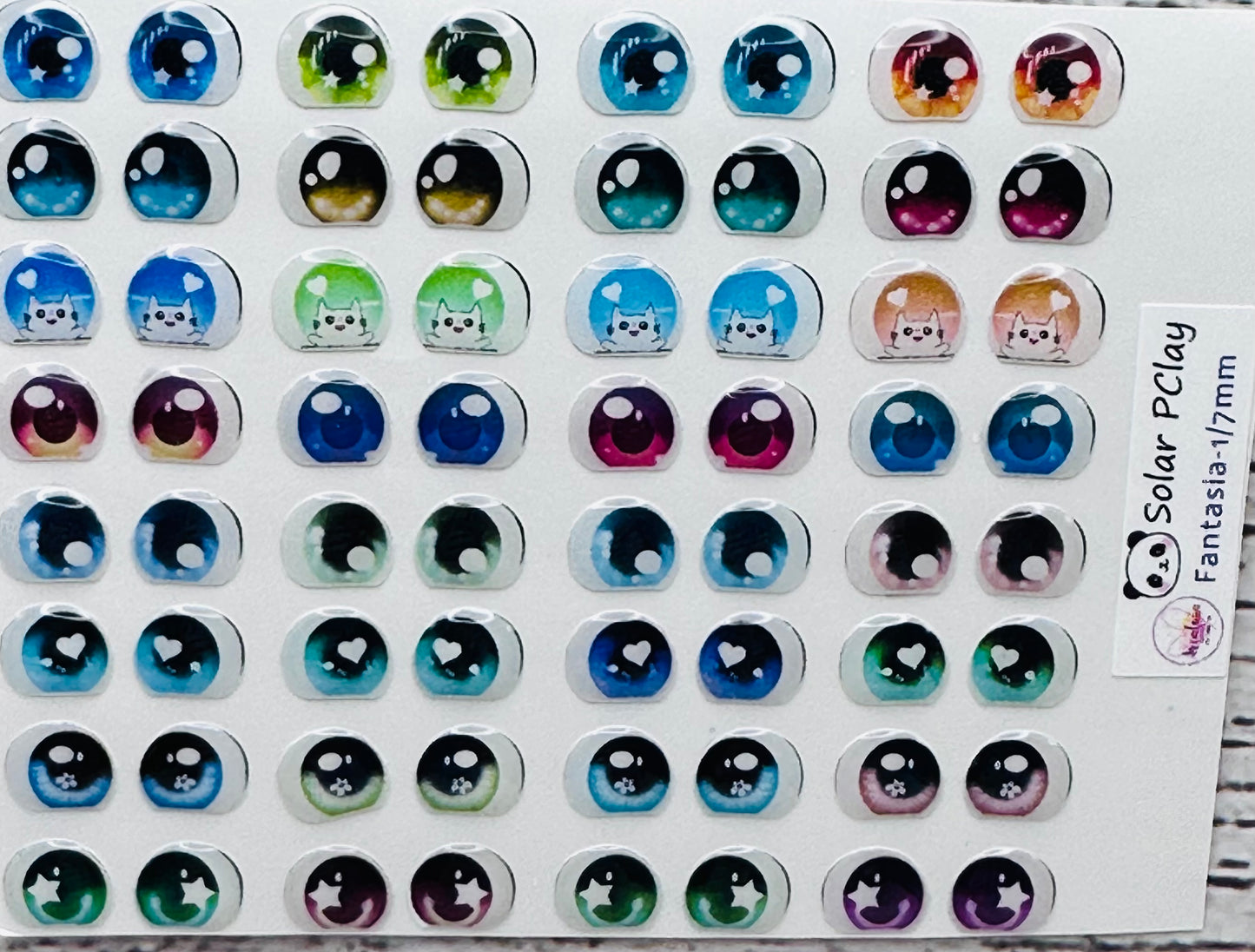 Ojitos Fantasia 1-7mm 32 pares