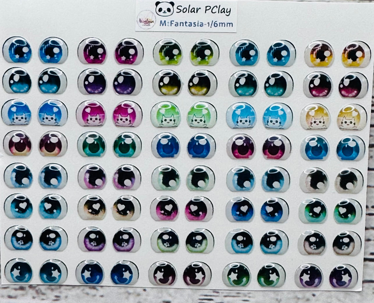 Ojitos Fantasia 1- 6mm 40 pares