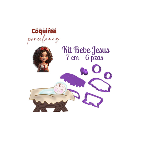 Kit Jesus en Cuna 7 cm  - 6 pzas