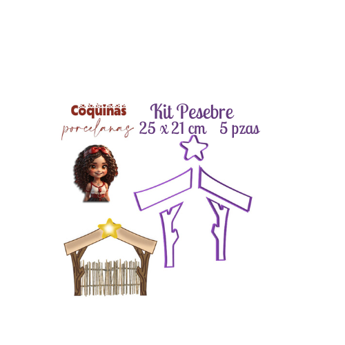 Kit Pesebre 25 x 21cm - 5 pzas