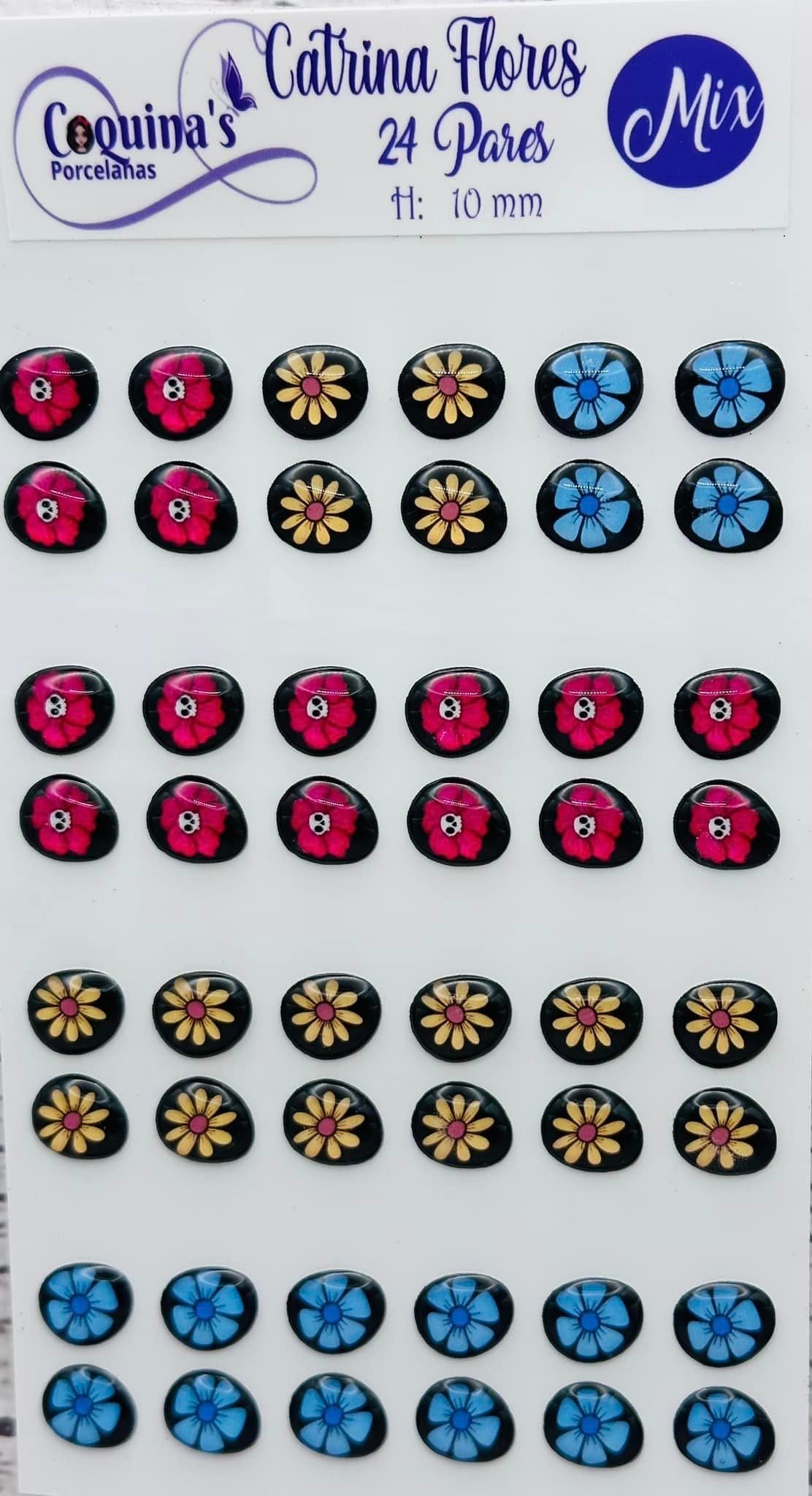 Catrina Flores 24 Pares 10mm