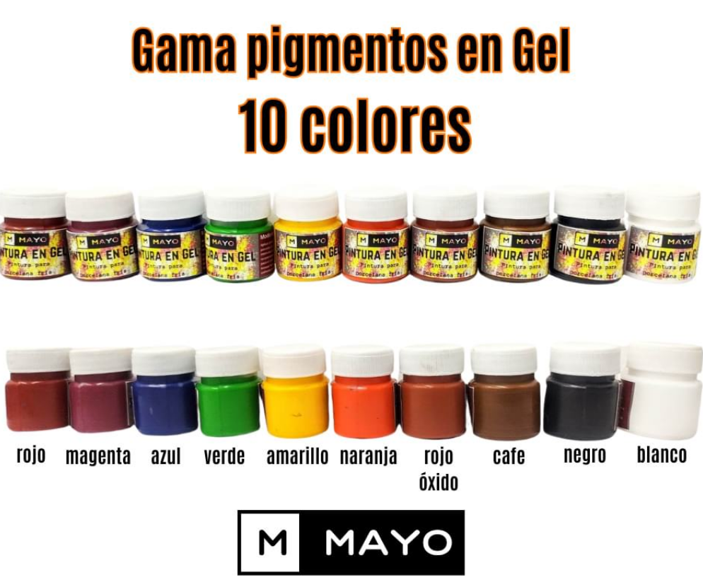 Pigmentos en Gel 10 Colores by Mayo