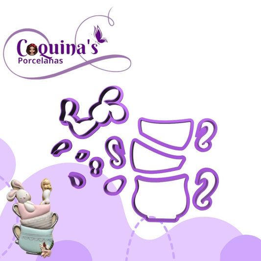 Kit Conejito Cute en Tazas (#2089)