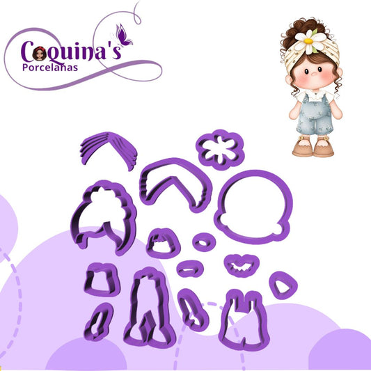Nena con Pañoleta y Flor (#3436)