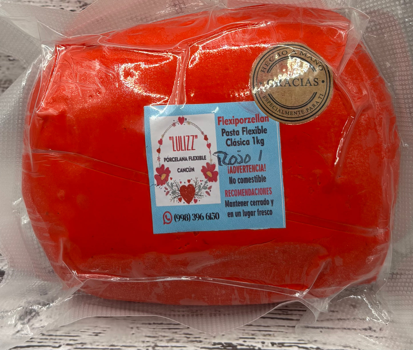 Lulizz Flexiporcelan Color Roja 500 grms (1Lb)