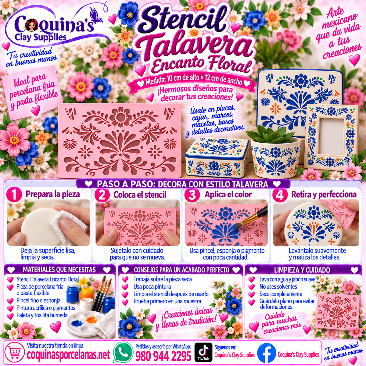 Stencil Talavera Encanto Floral