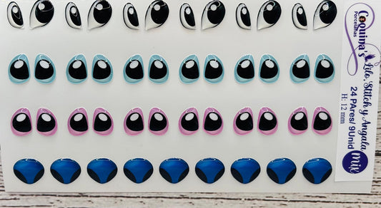 Miradita Lilo, Stitch & Angela 12 mm /24pares-9 Unidades