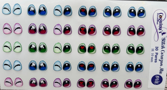 Miradita Stitch Corazon Mix  10 mm/ 30 pares