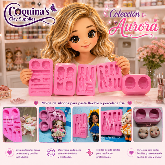 Coleccion Aurora 5 Moldes by Baby Moñitos Sara Rito